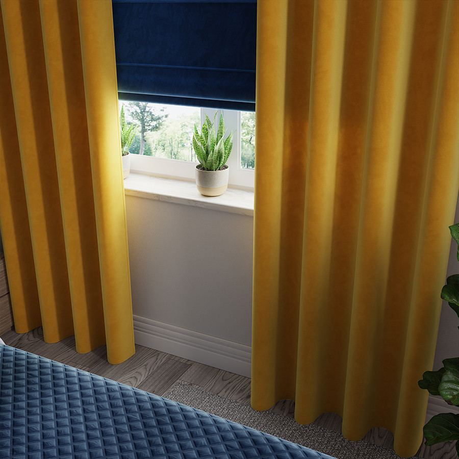 VELVI Zasłona gotowa na przelotkach, szerokość 140 x wysokość 250cm, kolor 019 szafranowy VELVI0