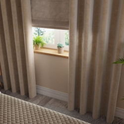 VELVI Zasłona gotowa na przelotkach, szerokość 140 x wysokość 260cm, kolor 001 ciemny beżowy VELVI0