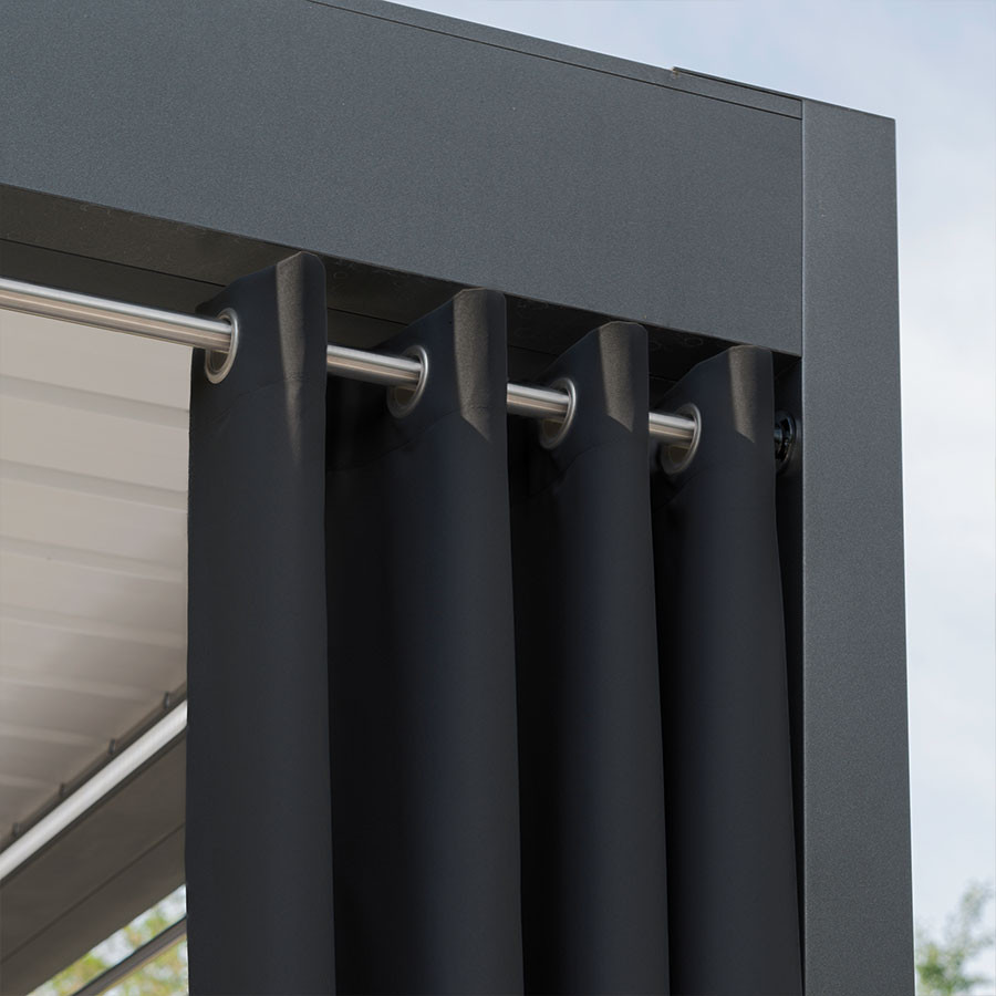 GARDENIA Zasłona gotowa na przelotkach, szerokość 140cm x wysokość 220cm, kolor 039 czarny TD0025