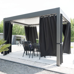 GARDENIA Zasłona gotowa na przelotkach, szerokość 140cm x wysokość 220cm, kolor 039 czarny TD0025