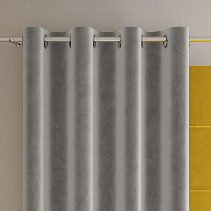 VELVI Zasłona gotowa na przelotkach, szerokość 140 x wysokość 240cm, kolor 020 szary VELVI0