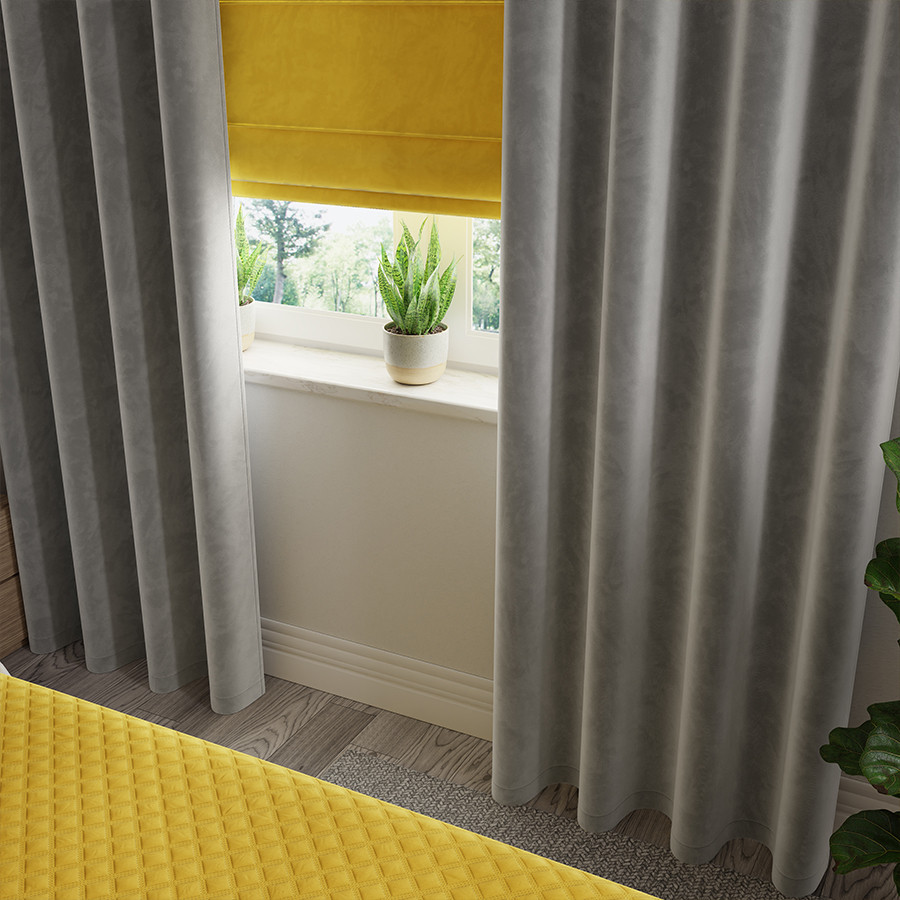 VELVI Zasłona gotowa na przelotkach, szerokość 140 x wysokość 240cm, kolor 020 szary VELVI0