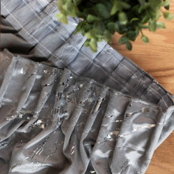 MARMA Zasłona gotowa na taśmie, szerokość 140cm x wysokość 250cm, kolor 005 jasny szary ze srebrnym nadrukiem na VELVI TD0