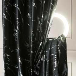 MARMA Zasłona gotowa na przelotkach, szerokość 140cm x wysokość 250cm, kolor 111 czarny ze srebrnym nadrukiem na VELVI TD00