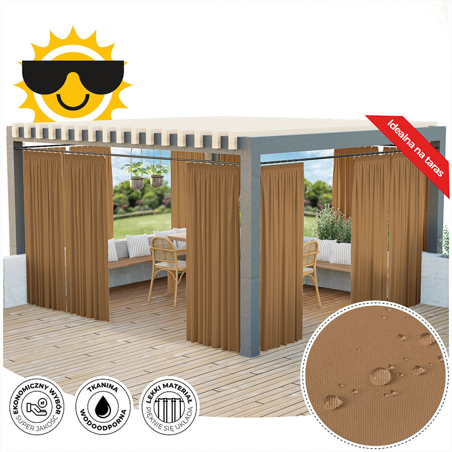 GARDENIA Zasłona gotowa na taśmie, szerokość 140cm x wysokość 220cm, kolor 008 ciepły brązowy TD0025