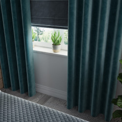 VELVI Zasłona gotowa na przelotkach, szerokość 140 x wysokość 250cm, kolor 008 ciemny turkusowy petrol VELVI0