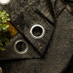 ELEONORA Zasłona gotowa na przelotkach, szerokość 140cm x wysokość 250cm, kolor 111 czarny ze złotym nadrukiem na VELVI TD