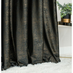 ELEONORA Zasłona gotowa na przelotkach, szerokość 140cm x wysokość 250cm, kolor 111 czarny ze złotym nadrukiem na VELVI TD