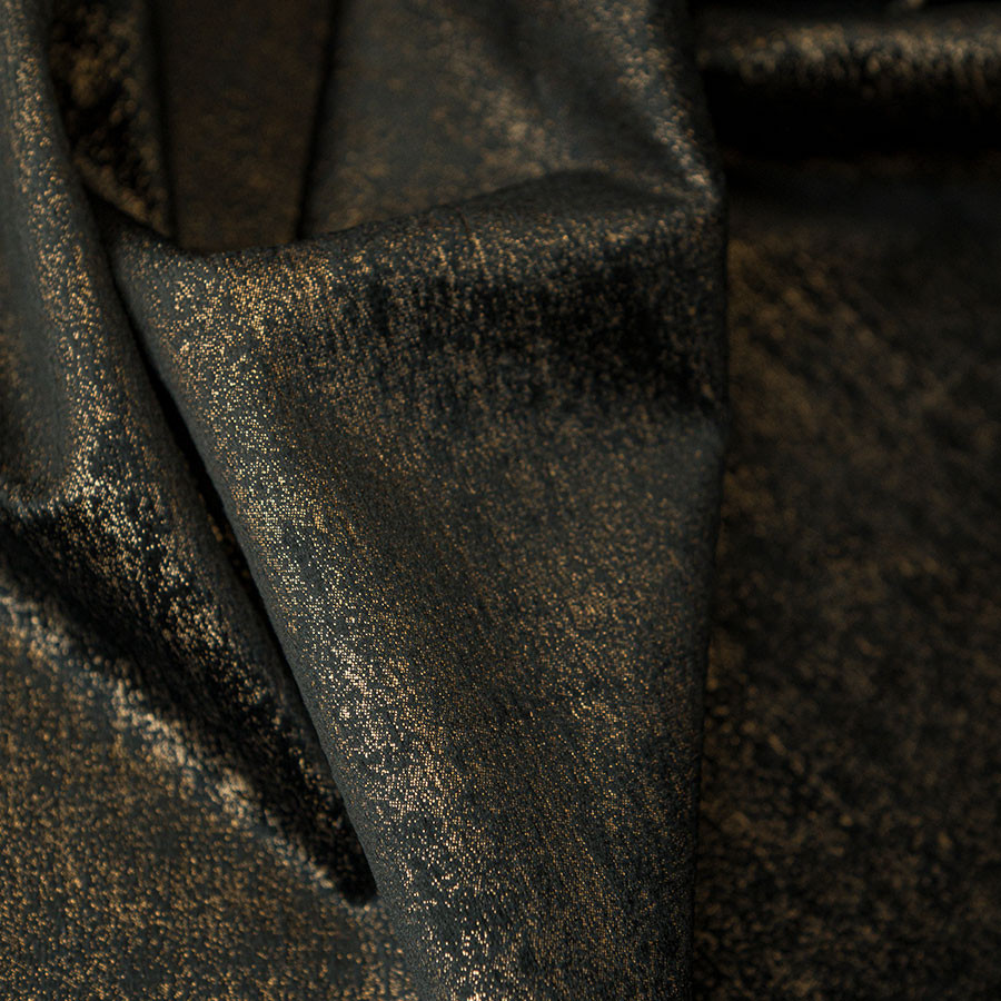 ELEONORA Zasłona gotowa na przelotkach, szerokość 140cm x wysokość 250cm, kolor 111 czarny ze złotym nadrukiem na VELVI TD