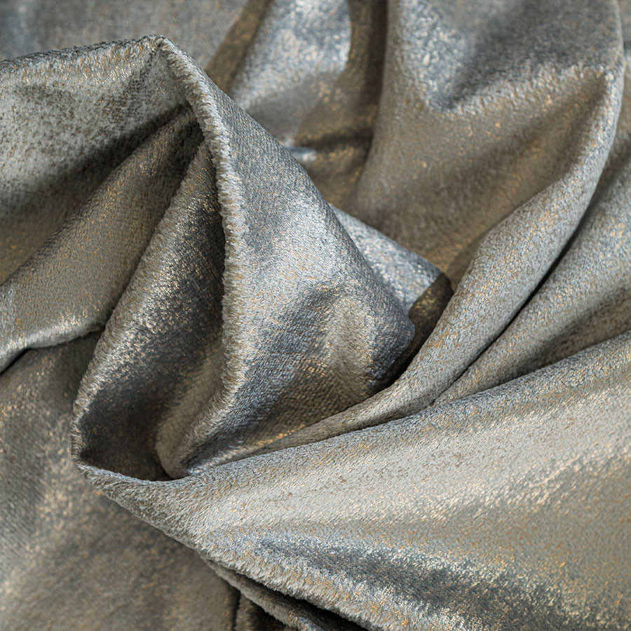 ELEONORA Zasłona gotowa na przelotkach, szerokość 140cm x wysokość 250cm, kolor 005 jasny szary ze złotym nadrukiem na VEL