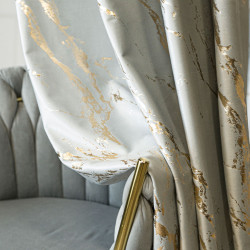 MARMA Zasłona gotowa na przelotkach, szerokość 140cm x wysokość 250cm, kolor 021 pastelowy szary ze złotym nadrukiem na VE