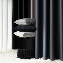 DONA Zasłona gotowa typu blackout na przelotkach, szerokość 140cm x wysokość 250cm, kolor 205 ciemny szary TD0015