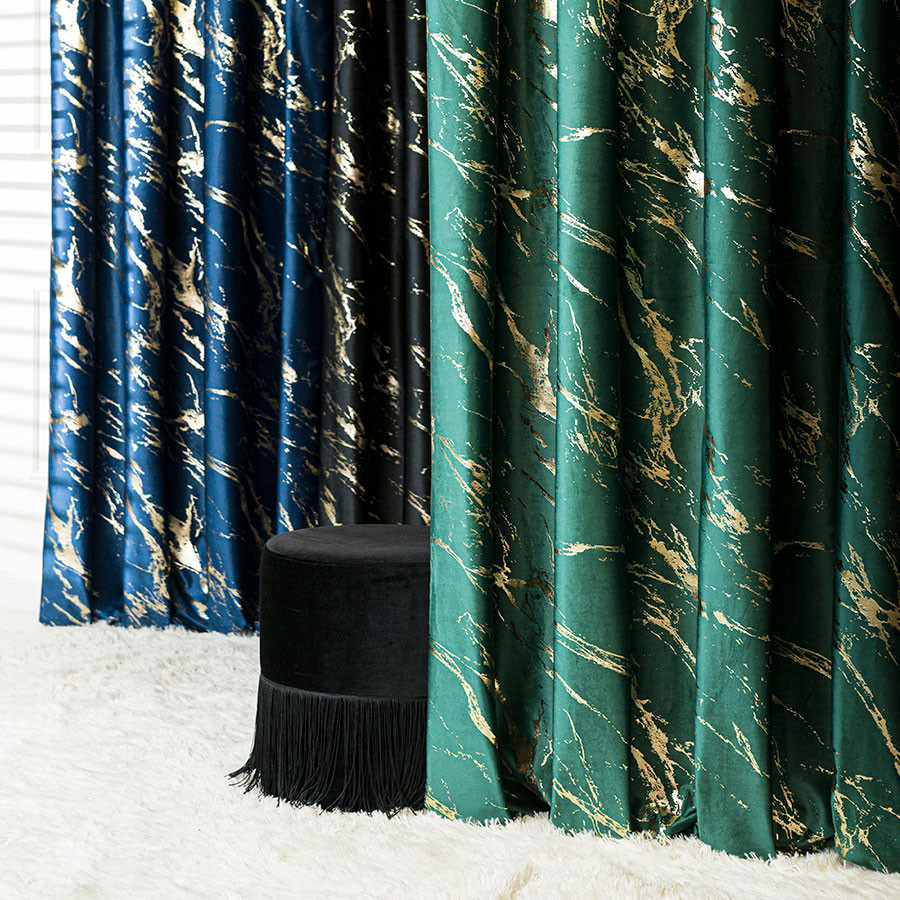 MARMA Zasłona gotowa na przelotkach, szerokość 140cm x wysokość 250cm, kolor 010 ciemny zielony butelkowy ze złotym nadruk