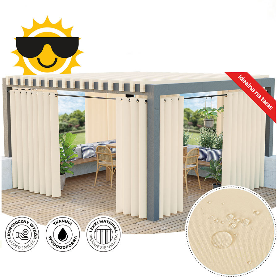 GARDENIA Zasłona gotowa na przelotkach, szerokość 140cm x wysokość 220cm, kolor 002 ciemny kremowy TD0025