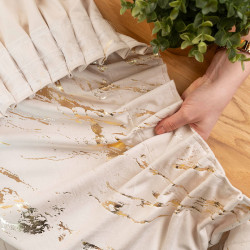 MARMA Zasłona gotowa na taśmie, szerokość 140cm x wysokość 250cm, kolor 016 kremowy ze złotym nadrukiem na VELVI TD0033