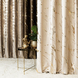 MARMA Zasłona gotowa na taśmie, szerokość 140cm x wysokość 250cm, kolor 016 kremowy ze złotym nadrukiem na VELVI TD0033