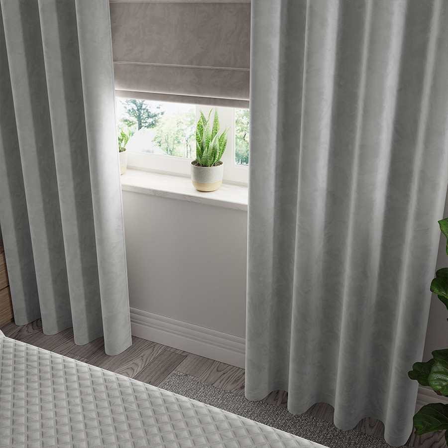 VELVI Zasłona gotowa na przelotkach, szerokość 140 x wysokość 240cm, kolor 021 pastelowy szary VELVI0
