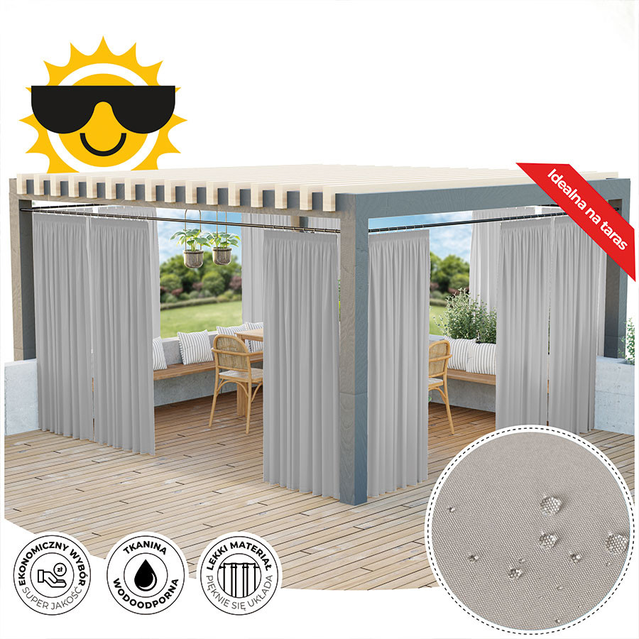 GARDENIA Zasłona gotowa na taśmie, szerokość 140cm x wysokość 220cm, kolor 794 beżowo szary TD0025