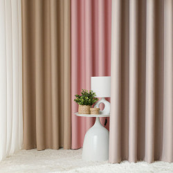 DONA Zasłona gotowa typu blackout na przelotkach, szerokość 140cm x wysokość 250cm, kolor 212 ciemny chłodny beżowy TD001