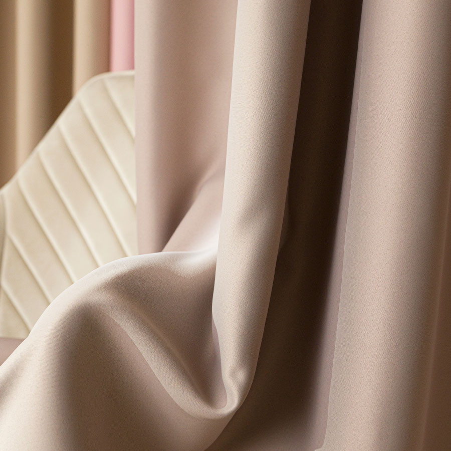 DONA Zasłona gotowa typu blackout na przelotkach, szerokość 140cm x wysokość 250cm, kolor 212 ciemny chłodny beżowy TD001