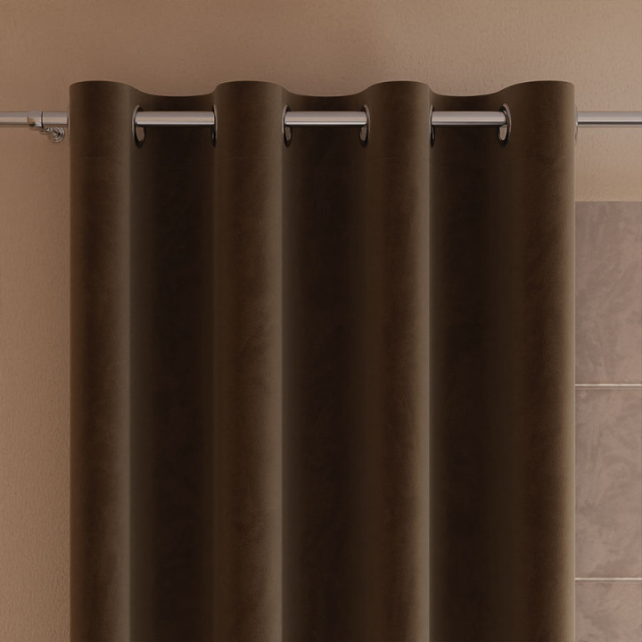 VELVI Zasłona gotowa na przelotkach, szerokość 140 x wysokość 230cm, kolor 002 brązowy VELVI0