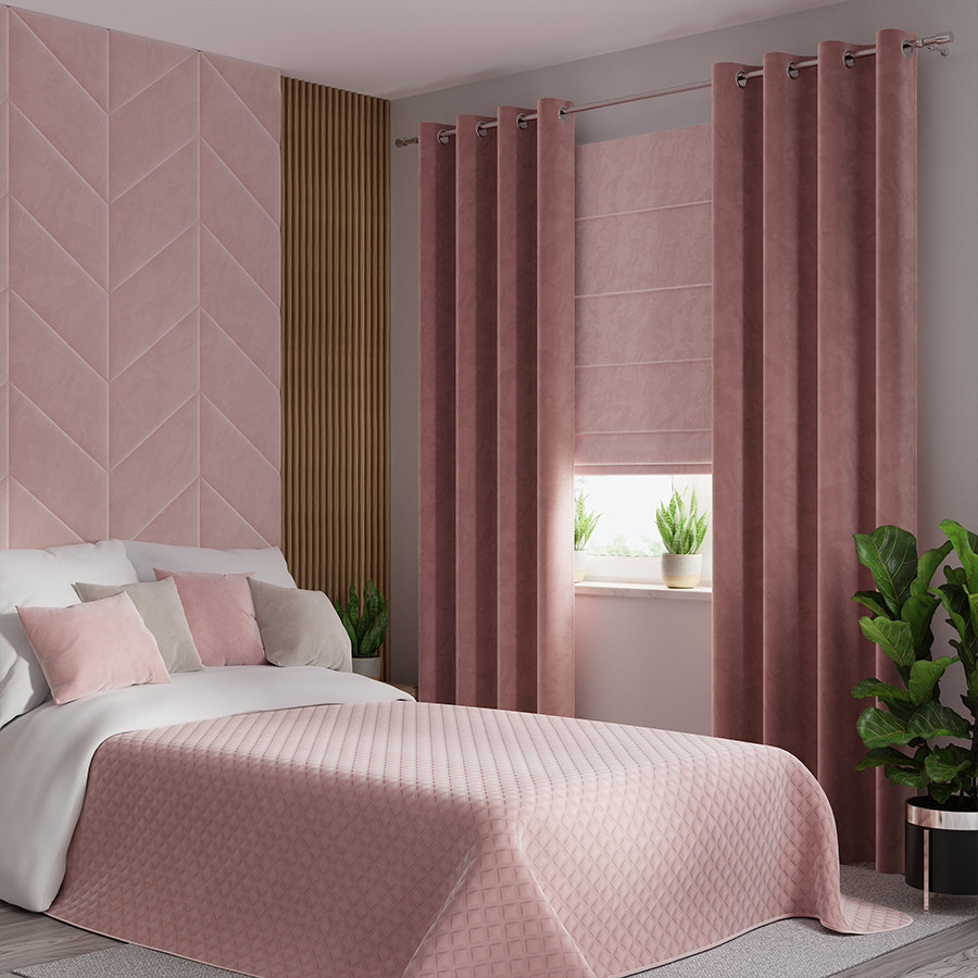 VELVI Zasłona gotowa na przelotkach, szerokość 140 x wysokość 260cm, kolor 013 ciemny pudrowy różowy VELVI0