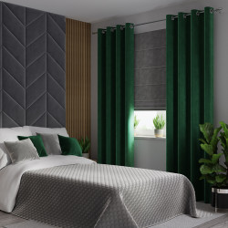 VELVI Zasłona gotowa na przelotkach, szerokość 140 x wysokość 260cm, kolor 010 ciemny zielony butelkowy VELVI0