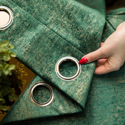 ELEONORA Zasłona gotowa na przelotkach, szerokość 140cm x wysokość 250cm, kolor 010 ciemny zielony butelkowy ze złotym nad