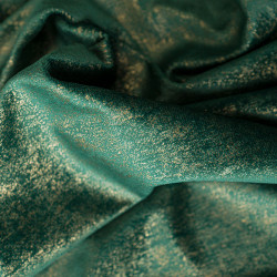 ELEONORA Zasłona gotowa na przelotkach, szerokość 140cm x wysokość 250cm, kolor 010 ciemny zielony butelkowy ze złotym nad