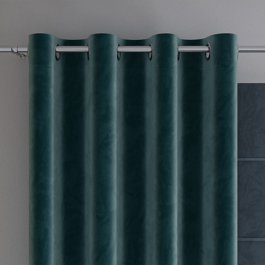 VELVI Zasłona gotowa na przelotkach, szerokość 140 x wysokość 230cm, kolor 008 ciemny turkusowy petrol VELVI0