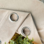 ELEONORA · Zasłona gotowa na przelotkach · 140x250 cm · kolor ciemny kremowy ze złotym