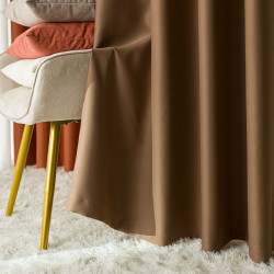 DONA Zasłona gotowa typu blackout na przelotkach, szerokość 140cm x wysokość 250cm, kolor 806 jasny ciepły brązowy TD0015