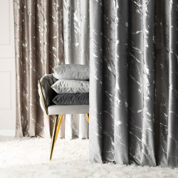 MARMA Zasłona gotowa na przelotkach, szerokość 140cm x wysokość 250cm, kolor 005 jasny szary ze srebrnym nadrukiem na VELVI