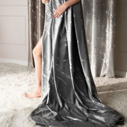 MARMA Zasłona gotowa na przelotkach, szerokość 140cm x wysokość 250cm, kolor 005 jasny szary ze srebrnym nadrukiem na VELVI