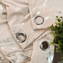 MARMA Zasłona gotowa na przelotkach, szerokość 140cm x wysokość 250cm, kolor 016 kremowy ze srebrnym nadrukiem na VELVI TD0