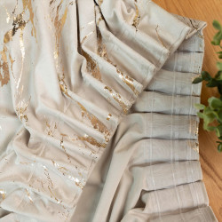 MARMA Zasłona gotowa na taśmie, szerokość 140cm x wysokość 250cm, kolor 226 jasny kremowy ze złotym nadrukiem na VELVI TD