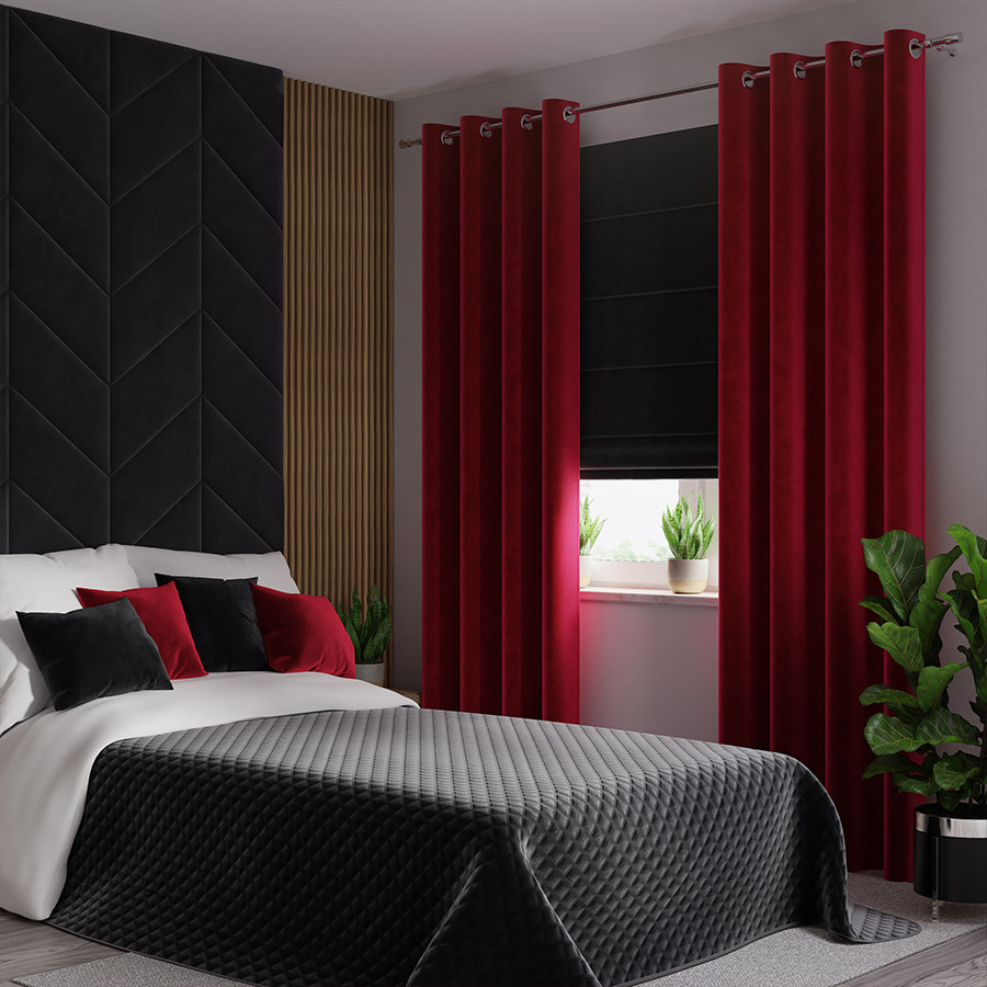 VELVI Zasłona gotowa na przelotkach, szerokość 140 x wysokość 240cm, kolor 043 czerwony VELVI0