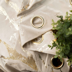 MARMA Zasłona gotowa na przelotkach, szerokość 140cm x wysokość 250cm, kolor 226 jasny kremowy ze złotym nadrukiem na VELV