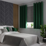 VELVI · Zasłona gotowa na przelotkach · 140x160 cm · kolor ciemny zielony butelkowy