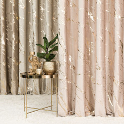 MARMA Zasłona gotowa na taśmie, szerokość 140cm x wysokość 250cm, kolor 003 jasny beżowy ze złotym nadrukiem na VELVI TD