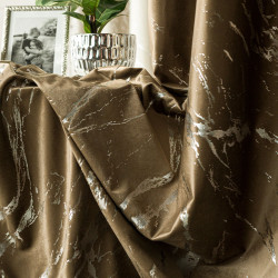 MARMA Zasłona gotowa na taśmie, szerokość 140cm x wysokość 250cm, kolor 002 brązowy ze srebrnym nadrukiem na VELVI TD0037