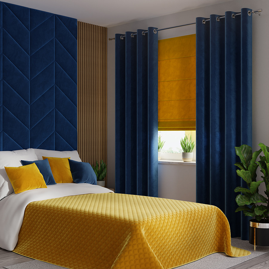 VELVI Zasłona gotowa na przelotkach, szerokość 140 x wysokość 240cm, kolor 011 granatowy VELVI0