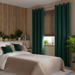 VELVI Zasłona gotowa na przelotkach, szerokość 140 x wysokość 250cm, kolor 012 szmaragdowy zielony VELVI0