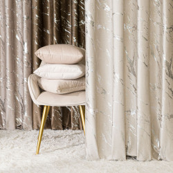 MARMA Zasłona gotowa na taśmie, szerokość 140cm x wysokość 250cm, kolor 226 jasny kremowy ze srebrnym nadrukiem na VELVI T