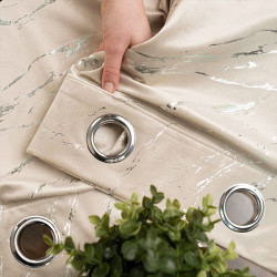 MARMA Zasłona gotowa na przelotkach, szerokość 140cm x wysokość 250cm, kolor 226 jasny kremowy ze srebrnym nadrukiem na VEL