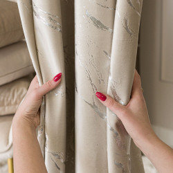 MARMA Zasłona gotowa na przelotkach, szerokość 140cm x wysokość 250cm, kolor 226 jasny kremowy ze srebrnym nadrukiem na VEL