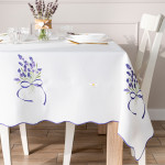 LAWENDOWA POLANA · Obrus z haftem · 140x240 cm · kolor biały