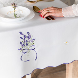 LAWENDOWA POLANA Obrus z haftem, szerokość 140cm x wysokość 240cm, kolor 001 biały 291771