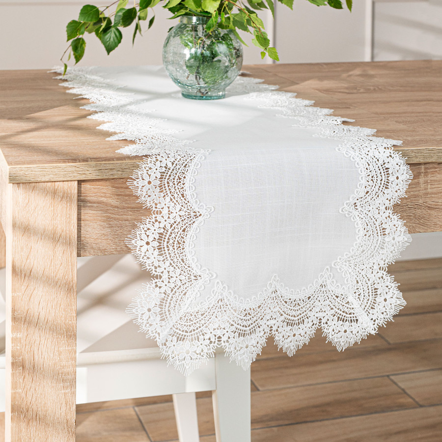 SERENA Bieżnik z gipiurą, szerokość 38cm x wysokość 160cm, kolor 001 biały 202531