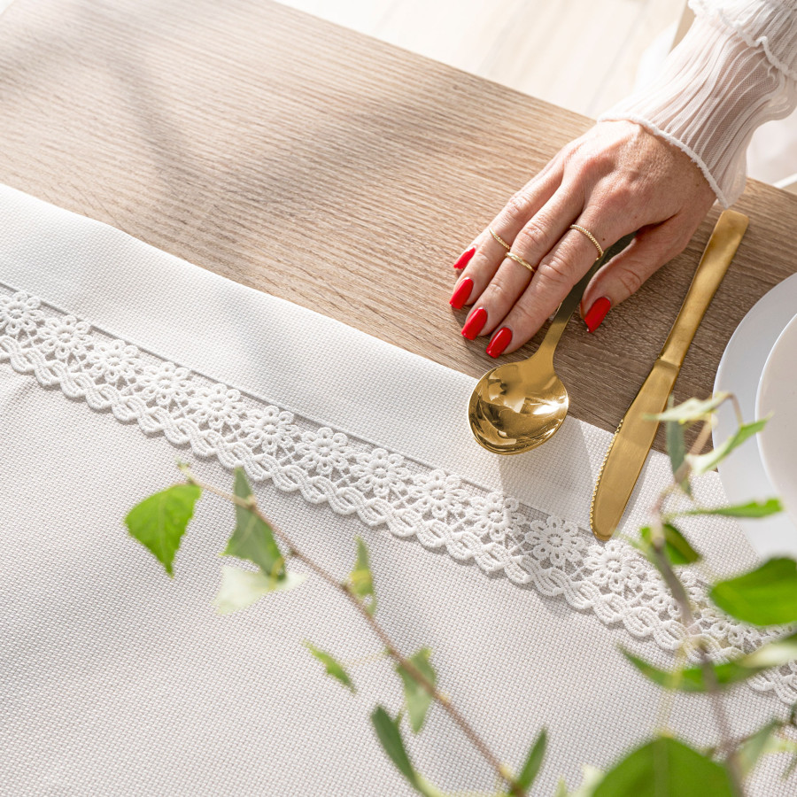 MODENA Bieżnik z gipiurą, szerokość 38cm x wysokość 140cm, kolor 001 biały 202725